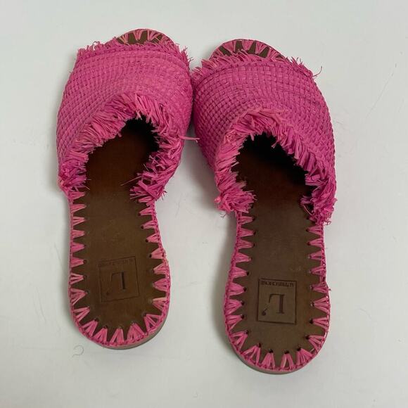 L. Autre Chose Pink Straw Slides Size 8.5 - Picture 2 of 6